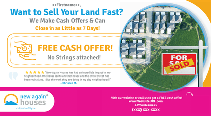 Sell Your Land Fast Postcard 11x6