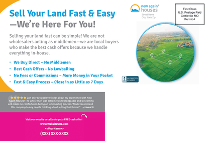 Sell Your Land Fast Postcard 4x6