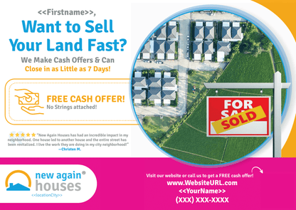 Sell Your Land Fast Postcard 8.5x6