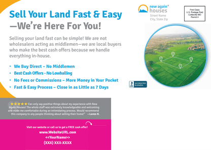 Sell Your Land Fast Postcard 8.5x6