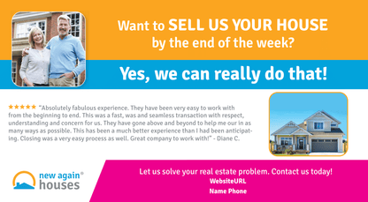 Sell Us Your House Postcard 11x6