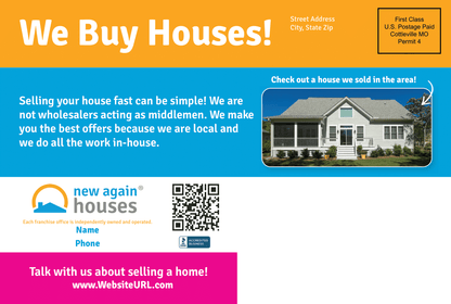Sell Us Your House Postcard 4x6